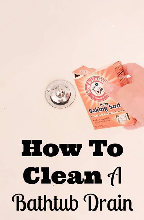 Tub draining slowly? Try these three easy steps for a deep clean of the bath tub drain. #cleaningtips How To Clean Bathroom Sink Drain, How To Clean Drains, Unclog Shower Drain, Smelly Shower Drain, Deodorize Bathroom, Clean A Bathtub, Cleaning Sink Drains, Homemade Drain Cleaner, Unclog Bathtub Drain