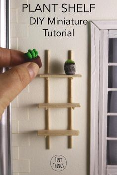 Make Shelf, Shelf For Plants, Miniature Shelf, Dollhouse Shelf, Barbie House Furniture, Dollhouse Decorating, Modern Dollhouse Furniture, Dollhouse Miniature Tutorials, Doll Furniture Diy