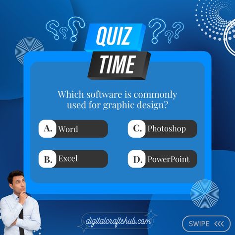 🎨 Which software is a must-have for graphic designers? Test your knowledge with our latest quiz! Ready to see if you know the top tools in graphic design? 🖌️✨ Take our quiz to find out which software is most commonly used by designers to create stunning visuals and layouts! 📊🎨 👉 Swipe through to select the graphic design software that stands out in the industry. Is it the tool you use to bring your creative ideas to life? See if you can name the most popular choice among professionals! Sha... Quiz Graphic Design, Quiz Design Ideas, Quiz Time, Quiz Design, Marketing 101, Graphic Design Tips, Digital Strategy, Digital Trends, More Design