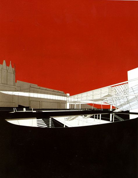 Bernard Tschumi. Architectural Design 64 March 1994 House Sketches, Bernard Tschumi, Graphic Collage, Graphic Architecture, Deconstructivism, Paper Architecture, Architectural Sketches, Architecture Elevation, Model Sketch