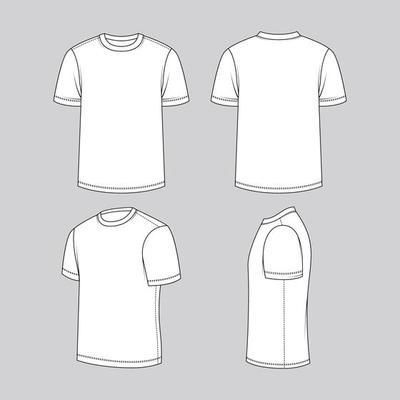 T Shirt Template Front And Back, Tshirt Flat Sketch, T Shirt Technical Drawing, T Shirt Flat Sketch, White T Shirt Template, T Shirt Sketch, Fashion Flat Sketch, Minimal Shirt Design, Fashion Illustration Poses