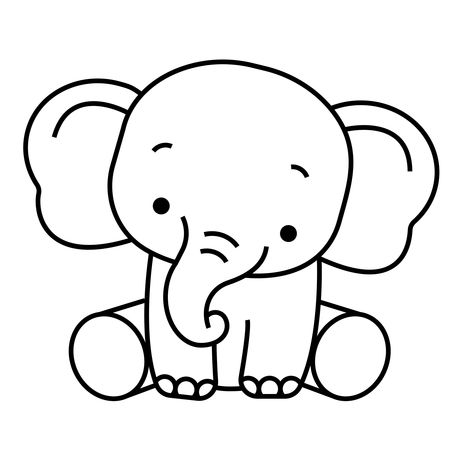 Elephant Clip Art Black And White, Clipart Images Black And White, Vinyl Printing Ideas, Elephant Doodle Simple, Easy Elephant Drawing Simple, Elephant Simple Drawing, Elephant Clipart Black And White, Cute Little Animals Drawings, Elephant Patterns Free Printable