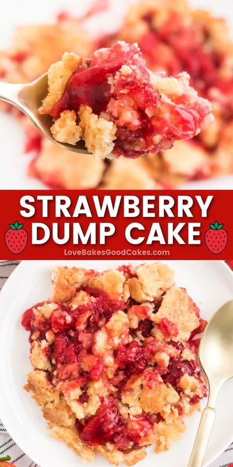 This Strawberry Dump Cake recipe is a delectable combination of cake, strawberries, and buttery crumble topping. Made with only three ingredients, it's the perfect dessert for summer get-togethers, cookouts, and parties. Strawberry Dump Cake, Dump Cake Recipe, Dump Cakes, Cake Base, 2024 Recipes, Amazing Desserts, Southern Food, Dump Cake Recipes, Easy Strawberry