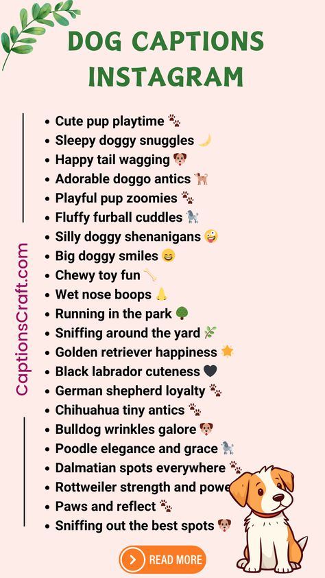 200+ Pawsitively Pawesome Dog Captions for Instagram Dogs Captions Instagram Cute, Captions For Dog Pictures, Dog Captions For Insta, Funny Dog Captions, Happy Dog Quotes, Dog Captions, Dog Instagram Captions, Description Instagram, One Word Caption