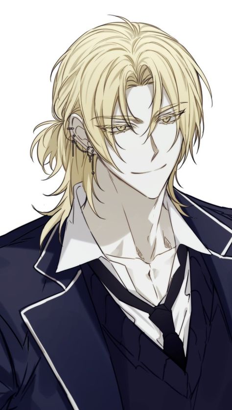 Long Haired Blonde Anime Man, Anime Guys With Blonde Hair, Blonde Hair Anime Man, Anime Guy With Green Eyes, Anime Guy With Long Blonde Hair, Blonde Hair Male Oc, Anime Blonde Hair Boy, Blonde Hair Anime Guy, Long Haired Anime Boy