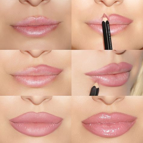 Make Your Lips Look Bigger, Make Lips Bigger, Lips Look Bigger, Bigger Lips Makeup, Bigger Lips, Basic Makeup Tutorial, Apply Lipstick, Flot Makeup, Lip Makeup Tutorial