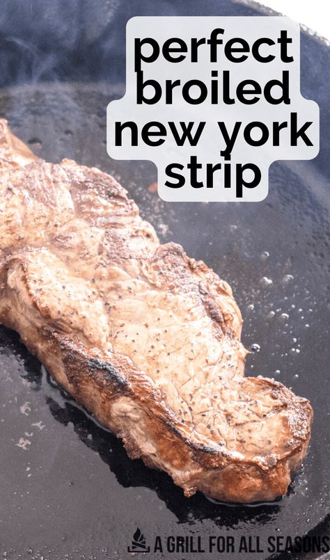 This Broiled New York Steak Recipe proves that your oven broiler can cook a tender strip steak perfectly in minutes! How To Cook Ny Strip Steak On Stove, Cook New York Strip Steak In Pan, Tender New York Strip Steak, Broiled New York Strip Steak, New York Steak Recipe, Coffee Rub Recipe, How To Grill New York Strip Steak, Broiled Steak, Strip Steak Recipe