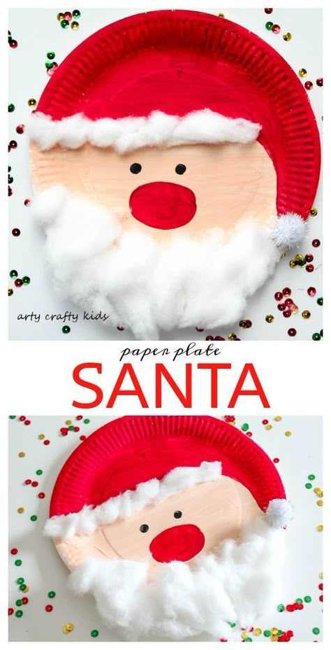 Arty Crafty Kids - Seasonal - Easy Chrsitmas Craft - Paper Plate Santa - Super cute and Super Adorable Paper Plate Santa - An easy and fun Christmas Craft for Kids. Perfect for little hands and independent crafting. Paper Plate Santa, Paper Plate Craft, Paper Plate Crafts For Kids, Christmas Paper Plates, Kids Christmas Crafts, December Crafts, Crafts For School, Christmas For Kids, Preschool Christmas Crafts