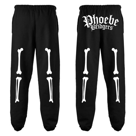 Skeleton Sweatpants, Skeleton Pants, Comfy Sweatpants, Phoebe Bridgers, Black Sweatpants, Leg Cuffs, Blue Tee, Crop Tshirt, Skeleton