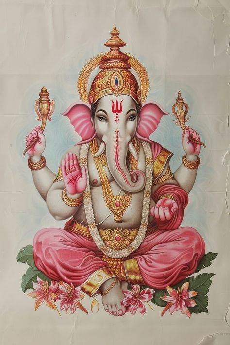 Hinduism Gods Art, Ganesha Painting Wallpaper, Ganpati Illustration Art, Ganesh Illustration, Hinduism Ganesha, Ganesha Illustration, Mahadev Painting, Ganesh Pic, Ganesha Wallpaper