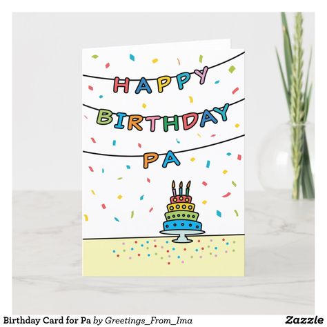 Birthday Card for Pa Grandpa Birthday Card, Grandma Birthday Card, Grandpa Birthday, Unique Birthday Cards, Confetti Birthday, Birthday Cards For Mom, Birthday Cards For Mum, Birthday Card Design