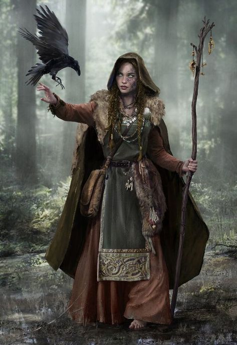 Shaman Costume Woman, Viking Witch Art, Bog Witch Character Design, Renfest Witch, Wood Witch Costume, Medieval Witch Outfit, Pagan Witch Costume, Hag Costume, Ren Faire Witch