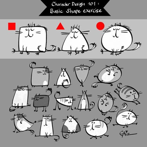 Basic Character Design, Normand Lemay, Square Character, Cat Rules, Draw Cats, Character Design Tips, رسم كاريكاتير, Tuesday Tips, Body Tips