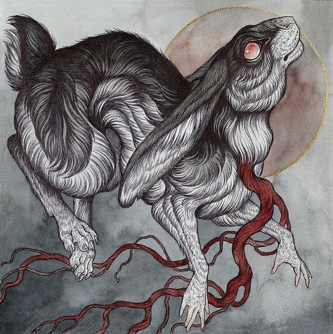 On View: “The Fall of the Watchers” Group Show at Arch Enemy Arts | Hi-Fructose Magazine Caitlin Hackett, Arch Enemy, Desenho Tattoo, Rabbit Art, Bunny Art, Arte Fantasy, Arte Animal, Pics Art, Artist Art