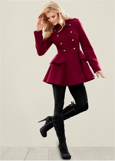 Alternate view Peplum Coat Dress Coat Outfit, Venus Clothing, Womens Fall Coats, Peplum Coat, Womens Dress Coats, Fall Fashion Coats, Womens Winter, Fall Coat, Coat Outfits