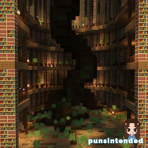 Cool Underground Minecraft Builds, Minecraft Orphanage Build, Overgrown Mansion Minecraft, Underground Minecraft Library, Overgrown Library Minecraft, Minecraft Cozy Library, Minecraft Large Library, Minecraft Overgrown Tunnel, Minecraft Hole In The Ground