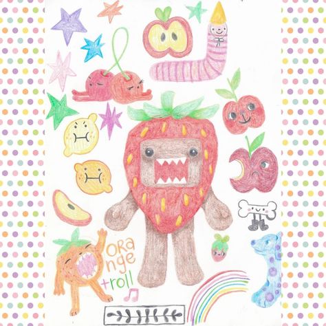 Sketchbook Ideas Journals, Cute Person Doodle, Colorful Sketches Doodles, Decora Style Art, Shape Doodles, Hand Drawn Calendar, Domo Kun Drawing, Stickers Drawing Ideas, Doodle Collage