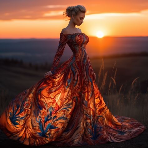 This is AI generated to creat fantasy clothing for my DND world. World building for my fashion side of things Acotar Fashion, Dnd World, Shadow Dress, Autumn Court, Different Types Of Dresses, World Building, Dress Art, House Targaryen, Fantasy Gowns