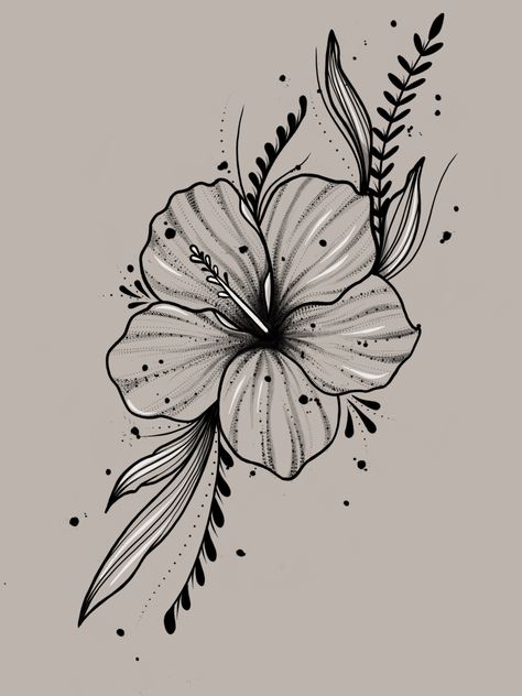 Hibiscus Tattoo Outline, Small Hibiscus Tattoo, Flower Tattoo Stencils, Hibiscus Flower Tattoos, La Tattoo, Hibiscus Tattoo, Flower Tattoo Shoulder, Flower Art Drawing, Meaningful Drawings