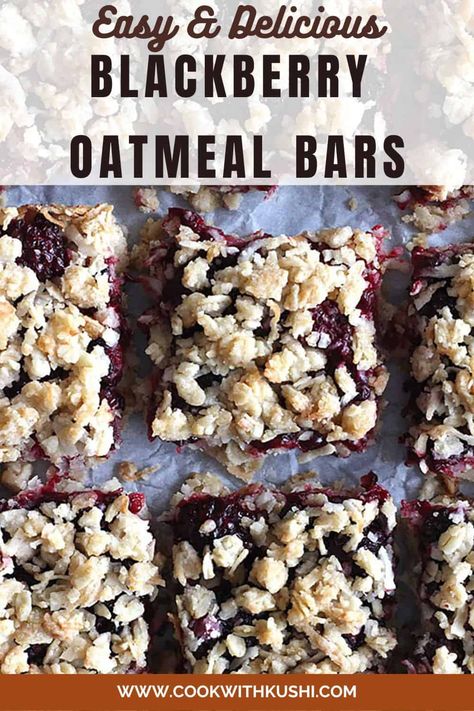 Blackberry Protein Recipes, Blackberry Oatmeal Bake, Blackberry Oatmeal Bars, Blackberry Oat Bars, Recipes For Fresh Blackberries, Make Ahead Breakfast Bars, Blackberry Banana Recipes, Gluten Free Freezer Snacks, Recipe With Blackberries