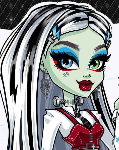 Frankie Stein 💙 what other character would you like to see?. . . I had made this design since last year 😭 but I didn't upload it idk Next w… | Instagram Darko Dordevic, Frankie Monster High, Disney Pin Up, Cute Monsters Drawings, Futuristic Helmet, Monster High Pictures, Witcher Art, Frankie Stein, Monster High Art