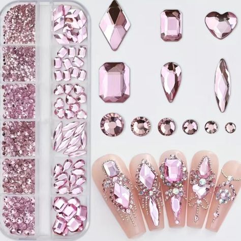 Brand New In Factory Package 12 Grids,3d Multi-Shaped Glass Nail Art Rhinestones,Crystal Ab Nail Art Gemstones Kit For Homemade Crafts, Face, Clothing, Nail Art Craft Decoration Please Be Considerate When Bundling To Keep It Under 5lbs This Item Is Part Of My Make Your Own Bundle Sale. Choose 8 Listings That Say 8/$15 In The Title And I'll Offer $15. Choose More Then 8 And I'll Send You A Even Better Offer! #8for15 (Chargeit) Gemstone Nail Art, Gemstone Nails, Nails Pendant, Glass Nails Art, Diamond Nail Art, Pink Glitter Nails, Manicure Diy, Glass Nails, Gem Nails