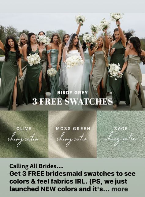 Bridesmaid Dresses Color Palette, Bridesmaid Dress Color Schemes, Olive Green Bridesmaid Dresses, Fall Wedding Bridesmaids, Neutral Bridesmaid Dresses, Sage Green Bridesmaid Dress, Green Themed Wedding, Green Wedding Colors, Dress Code Wedding