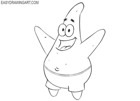 How to Draw Patrick Star | Easy Drawing Art Draw Patrick Star, Zoom Activities, Spongebob Friends, Magnet Drawing, Drawing Legs, Pink Wallpaper Backgrounds, Drawing Guide, Patrick Star, Simple Cartoon