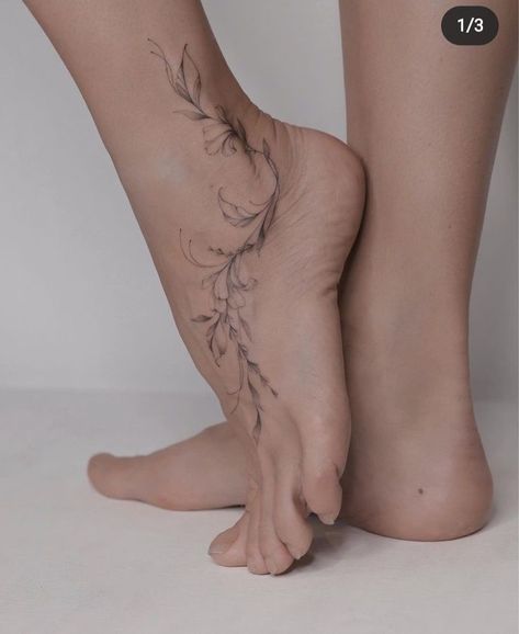 Anastasia Tattoo, Wrap Around Ankle Tattoos, Anklet Tattoos For Women, Flower Foot Tattoo, Ankle Foot Tattoo, Cute Foot Tattoos, Ankle Tattoo Designs, Ankle Tattoos For Women, Anklet Tattoos