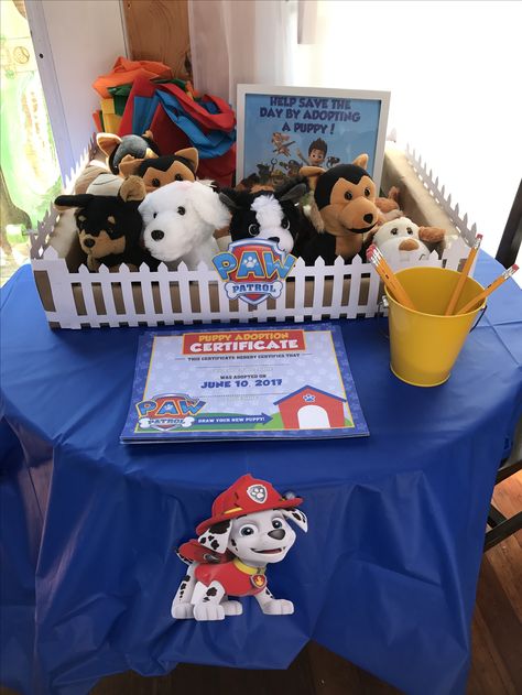 Paw patrol party ideas. Adopt a puppy Paw Patrol Party 2nd Birthday, Paw Patrol Party Adopt A Puppy, 4 Year Birthday Party Ideas Paw Patrol, Paw Patrol Backyard Party Ideas, Chase Paw Patrol Party Ideas, Paw Patrol One Year Old Birthday, Chase Paw Patrol Birthday Party Ideas, Paw Patrol Dog Party, Paw Patrol Bday Party Ideas