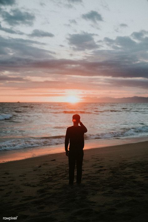 Man watching the sunset on the beach | premium image by rawpixel.com / Felix See Beach Photography, Beach Men Photography, Beach Photography Poses Men, Men In Beach, Beach Photography Men, Guy On Beach, Beach Photo Ideas Men, Sunset In Beach, Tumblr Guy