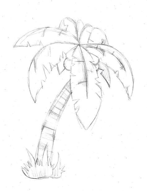 Palm Tree Drawing Simple, Palm Tree Sketch, Tree Drawing Simple, Palm Tree Drawing, Tree Sketch, Tree Drawings Pencil, Beach Drawing, Palm Trees Painting, Tree Sketches