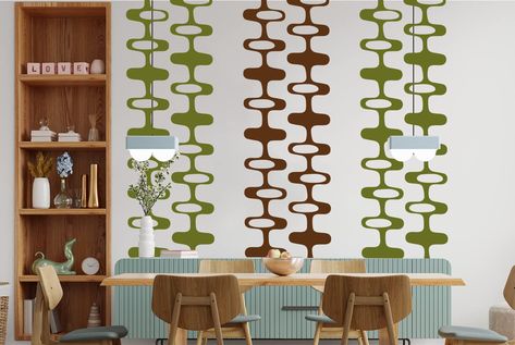 PRICES MAY VARY. TIMELESS DESIGN: Elevate your space with this Mid Century Modern wall decal, featuring minimalist chain link art that adds a touch of retro 70s decor to your home. EASY APPLICATION: Our modern wall decal is a breeze to install, instantly transforming your walls with Mid-Century Modern circles and custom colors. PREMIUM QUALITY: Crafted with precision, this Mid-Century Modern decor piece is a stunning addition to your home decor, ensuring a half-century charm. VERSATILE USE: Idea Retro Accent Wall, Decor Wall Panels, Mid Century Modern Wall Decor, Modern Decals, Modern Wall Decals, Minimalist Shapes, Apartment Wall Decor, Minimalist Chain, Mid Century Modern Minimalist