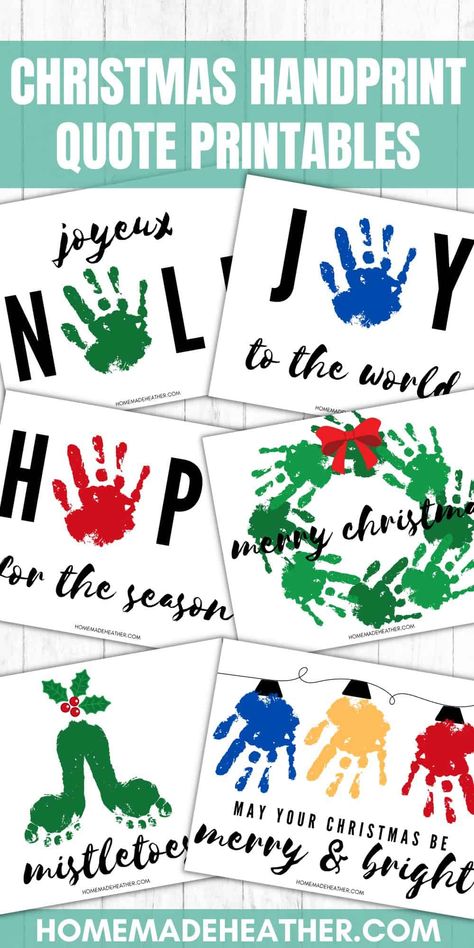 Handprint Christmas Cards, Christmas Handprint Crafts, Christmas Handprint, Print Crafts, Merry Christmas Printable, Handprint Christmas, Cute Craft, Christmas Quote, Handprint Craft