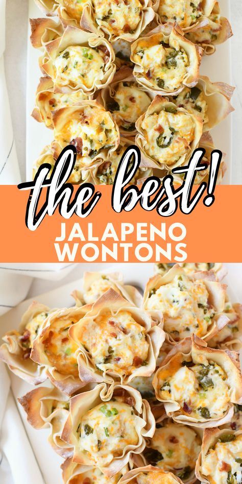 Wonton Jalepeno Popper, Wonton Jalapeno Cups, Jalapeno Wonton Cups, Baked Wonton Cups, Jalapeno Poppers Wonton Cups, Jalapeño Wonton Cups, Jalapeño Popper Cups, Baked Wonton Wrapper Recipes Appetizers, Best Room Temperature Appetizers