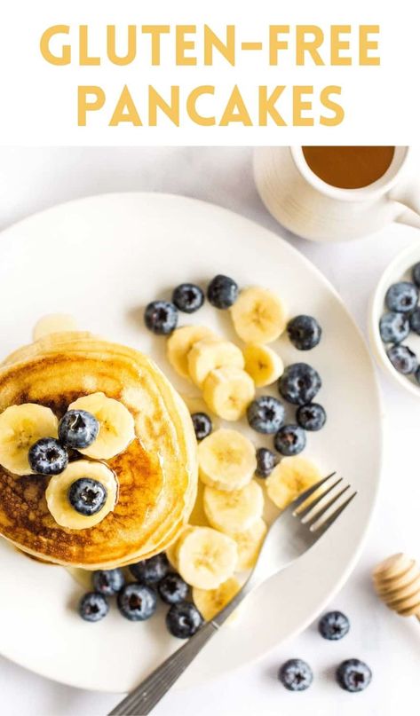 These foolproof fluffy gluten-free pancakes are what pancake dreams are made of. They're a cinch to make, and have the perfect light and airy texture that you'll surely love. Dairy-free as well. | gluten-free pancake recipe | gluten-free pancakes easy | healthy gluten-free pancakes | gluten free dairy free | breakfast ideas | breakfast brunch recipes | pancake recipes | homemade pancakes | how to make healthy pancakes | easy pancakes recipes | gluten free pancakes | gluten free recipes Dairy Free Breakfast Ideas, Charleston Birthday, Healthy Pancakes Easy, Gluten Free Pancakes Easy, Luxurious Breakfast, Fluffy Gluten Free Pancakes, Gluten Free Dairy Free Breakfast, Dairy Free Breakfast, Pancakes Gluten Free