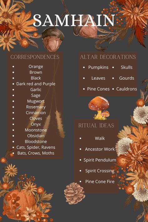 Autumn Witchcraft Aesthetic, Pagan Fall Traditions, Samhain Pronunciation, Samhain Crafts Pagan, Natural Samhain Decor, Samhain Intentions, Samhain Decorations Pagan, Traditional Samhain Decorations, Samhain Jar