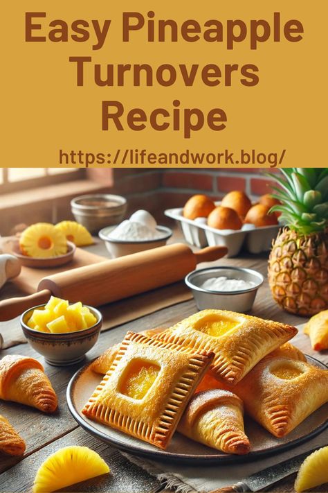 pineapple turnover recipe Pineapple Turnovers Recipe, Pineapple Turnover, Pineapple Dessert Easy, Crescent Roll Dessert, Pineapple Filling, Joy Of Baking, Turnover Recipes, Pineapple Desserts, Ripe Pineapple