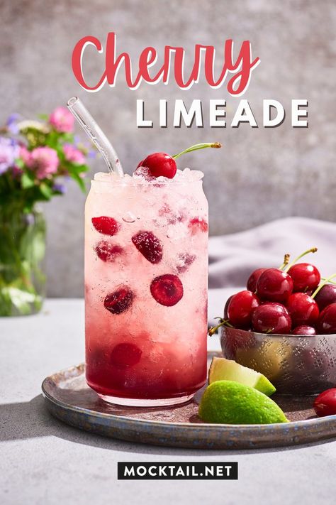 Delicious copycat recipe for Sonic's Cherry Limeade! Our Cherry Limeade recipe is a cold, refreshing non-alcoholic drink that is made with fresh lime juice, Sprite, and maraschino cherry Syrup. Everyone can make cherry limeade. Are you ready to make your own homemade cherry limeade? Alcoholic Drink Recipe, Cherry Limeade Recipe, Sonic Cherry Limeade, Cold Drinks Recipes, Limeade Recipe, Cherry Drink, Cherry Syrup, Low Calorie Drinks, Ginger Smoothie