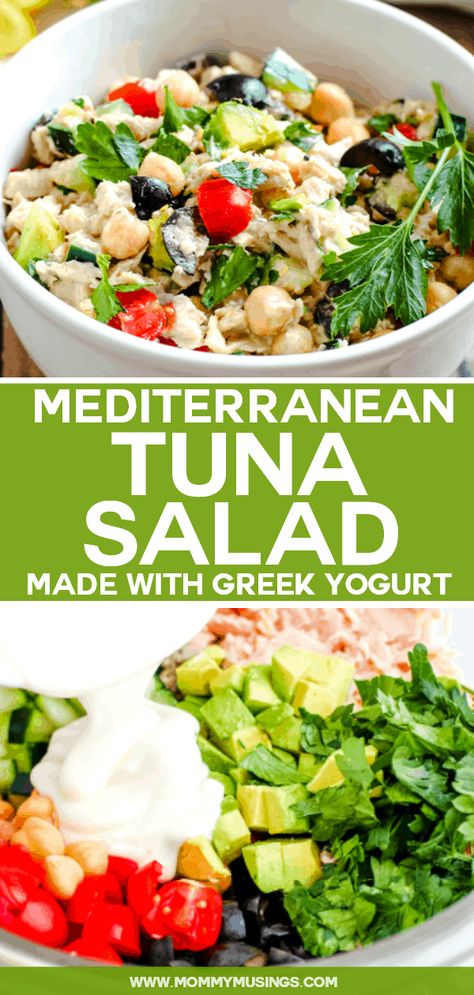 Salad Mediterranean, Tuna Salad Ingredients, Mediterranean Tuna, Mediterranean Tuna Salad, Mediterranean Recipe, Healthy Tuna Salad, Med Diet, Healthy Foods To Make, Healthy Tuna