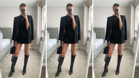 20+ Stylish Ways to Slay in Knee High Boots – May the Ray Black Knee Boots Outfit, Buckle Boots Outfit, Outfits With Knee High Boots, Black Knee High Boots Outfit, Over The Knee Boot Outfit, Winter Date Night Outfits, Black Boots Outfit, Casual Work Outfits Women, Leather Jacket Dress