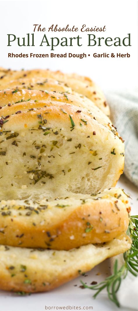 Rhodes Bread Dough Recipes, Frozen Dough Recipes, Bread With Herbs, Frozen Bread Dough Recipes, Rhodes Rolls Recipes, Rhodes Bread Dough, Rhodes Bread, Savory Breads, Homemade Baked Bread