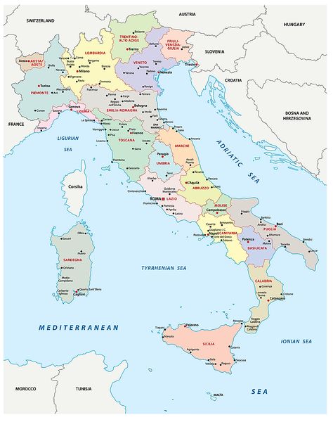 Italy Map Illustration, Map Of Italy Regions, Wine Flight, Map Italy, Map Of Italy, Aosta Valley, World Atlas, Aeolian Islands, Satellite Maps