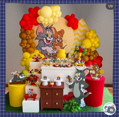 Tom And Jerry Baby, Alcohol Birthday Cake, Tom And Jerry Cake, Mickey Mouse Birthday Decorations, Tom Y, Surprise Birthday Decorations, Baby Birthday Party Theme, Tom Y Jerry, Mickey Mouse Birthday