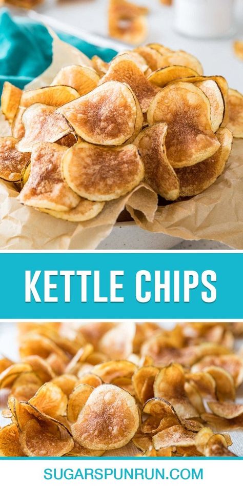 Homemade Kettle Chips, Kettle Chips Homemade, Kettle Cooked Jalapeno Chips, Oven Potato Chips, Kettle Cooked Chips, Sugar Spun Run, Potato Chip Recipes, Sweet Appetizer, Crunchy Potatoes