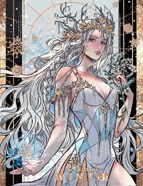 Winter Goddess, Her Book, Goddess Art, Dreamy Art, Drawing Videos, Portrait Illustration, Beautiful Fantasy Art, Fantasy Character Design, Photo Profil