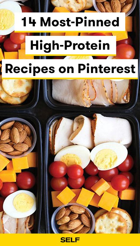 Eating enough protein is important for health and satiety, so we need as many protein-packed ideas as we can get. Here are 14 of the all-time most popular high-protein recipes on Pinterest, so you don't have to do any looking yourself. They cover all the meals you could possibly need (even dessert!). High Protein Premade Meals, 4 Oz Protein Meals, Hi Protein Lunch Ideas, Protein Meats High, Bariatric Meal Prep High Protein Lunch Ideas, Bariatric Friendly Lunch Ideas, Protein Small Meals, High Protein Low Carb Bariatric Recipes, High Protein Meals For Bariatric Patients