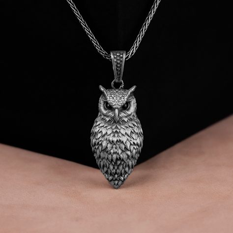 Silver Cute Owl Silver Charm Necklace, Owl Silver Men Jewelry, Animal Lover, Memorial Gift, Silver Owl Men Pendant, Gift For Wife, Men Gift Made of 925 silver and handcrafted by hand, this ring is not only an accessory piece that complements your daily elegance, but also has details that will reflect your character and style. It is also a great gift to give to your loved ones on their special days. At SavisSilver, we always give importance to the satisfaction of our customers, we recommend you t 3d Pendant, Men Pendant, Silver Charm Necklace, Grunge Jewelry, Silver Owl, Charm Necklace Silver, Owl Pendant, Men Jewelry, Cute Owl