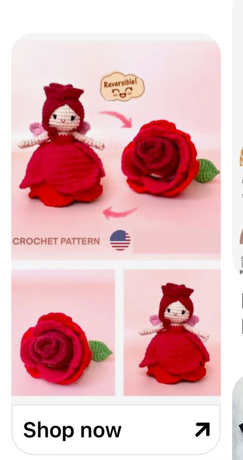 Crochet Rose Pattern, Crochet Flowers Easy, Crochet Fairy, Crochet Dolls Free Patterns, Crochet Rose, Crochet Flower Patterns, Diy Crochet Projects, Flower Fairy, Crochet Doll Pattern