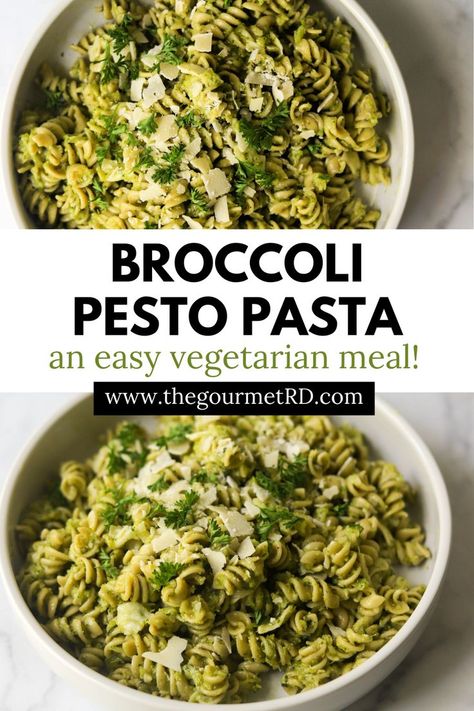 Two bowls filled with broccoli pesto pasta on a marble backdrop. Broccoli Pesto Pasta, Summer Potluck Dishes, Broccoli Pasta Salads, Make Pesto, Broccoli Side Dish, Caprese Recipes, Broccoli Pesto, Best Pasta Dishes, Pesto Pasta Salad